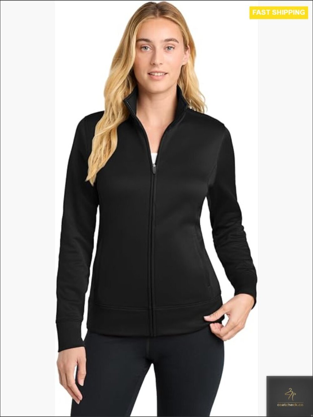 Full Zip Fleece Jacket Lightweight Active Jacket Long Sleeve Zip Up Performance